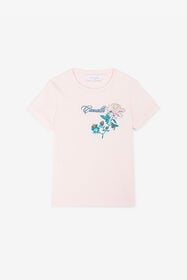 JU Flower-Embroidered Cotton T-Shirt Pink RJT640-JD001