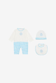 ${brand} Monogram RC And Logo Hat, Bib And Romper Suit Set ${colorDescription} ${masterID}