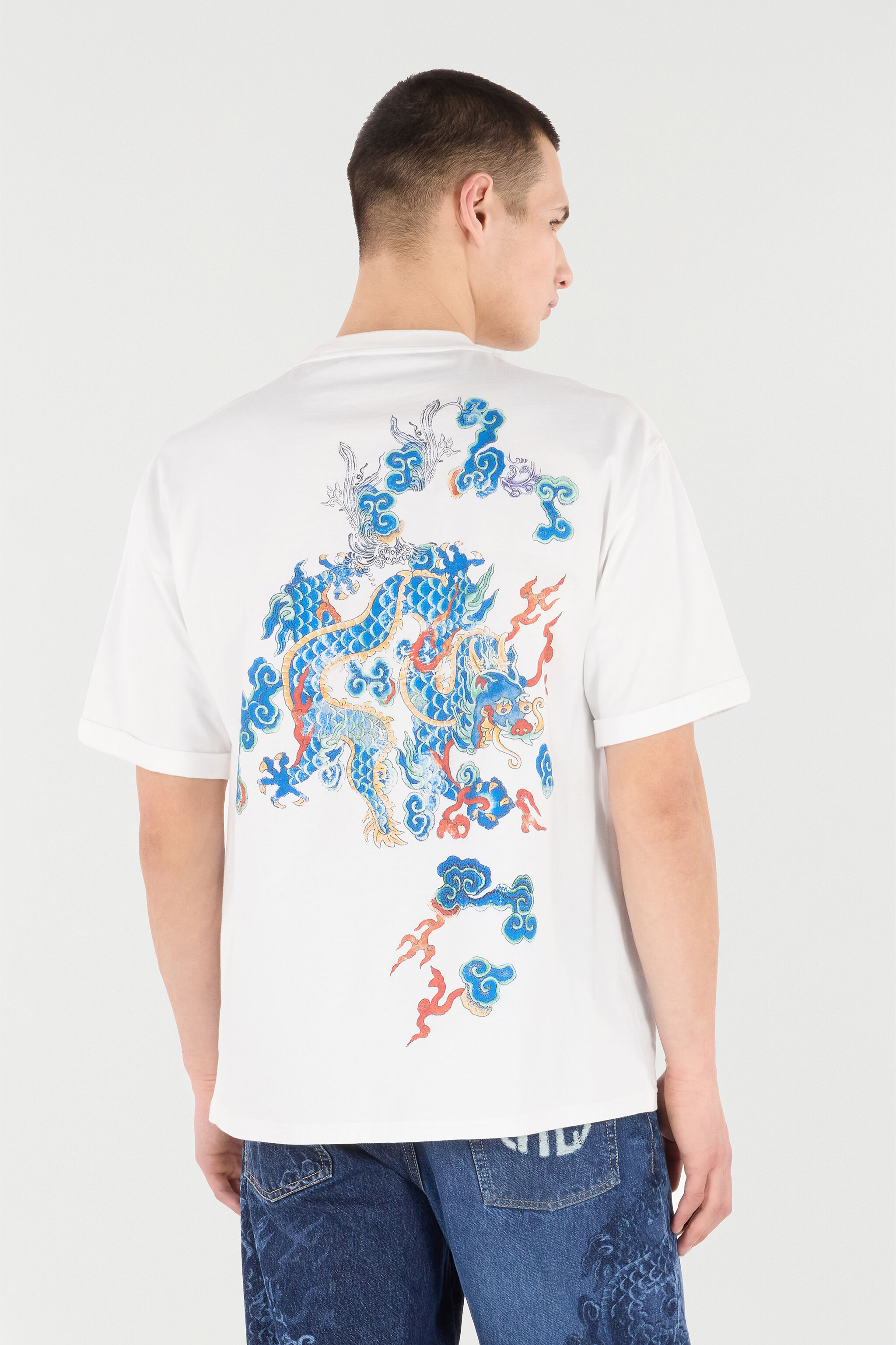 RC Cotton T-Shirt with Dragon and Logo White VRT62F-JD060