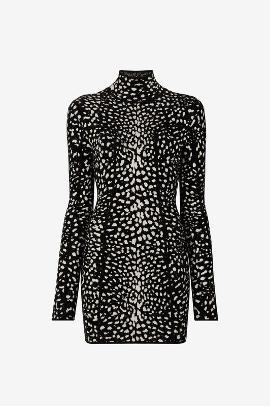 RC Geparden-Jacquard Minikleid Schwarz/Weiß PWM108-MI150