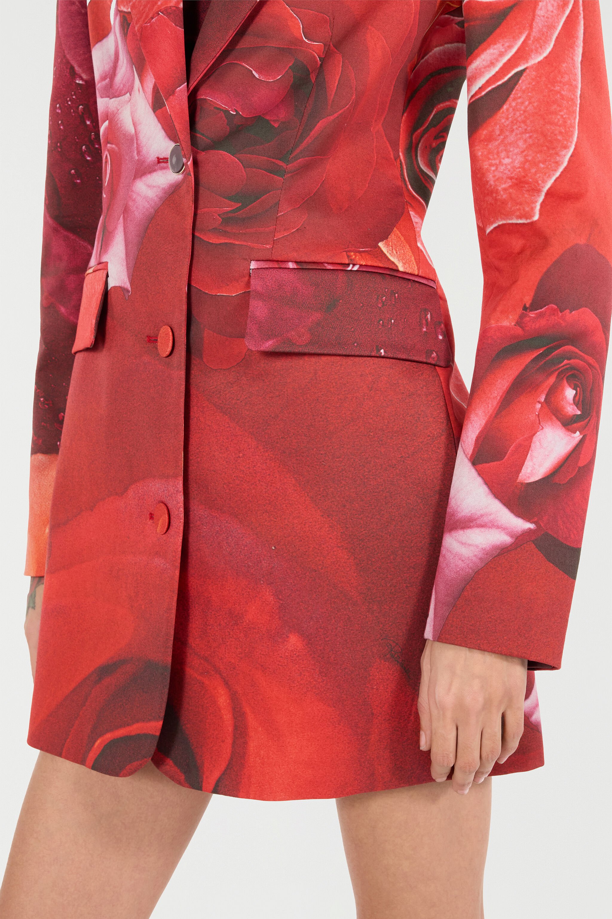 RC Long Blazer With Rose Print Red UKT408-7MN48