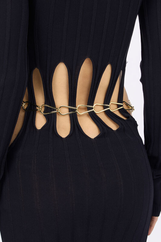 JC Vestido Midi Negro Con Detalle Cut-Out JC Vestido Midi Negro Con Detalle Cut-Out BLACK WFT291-WF689