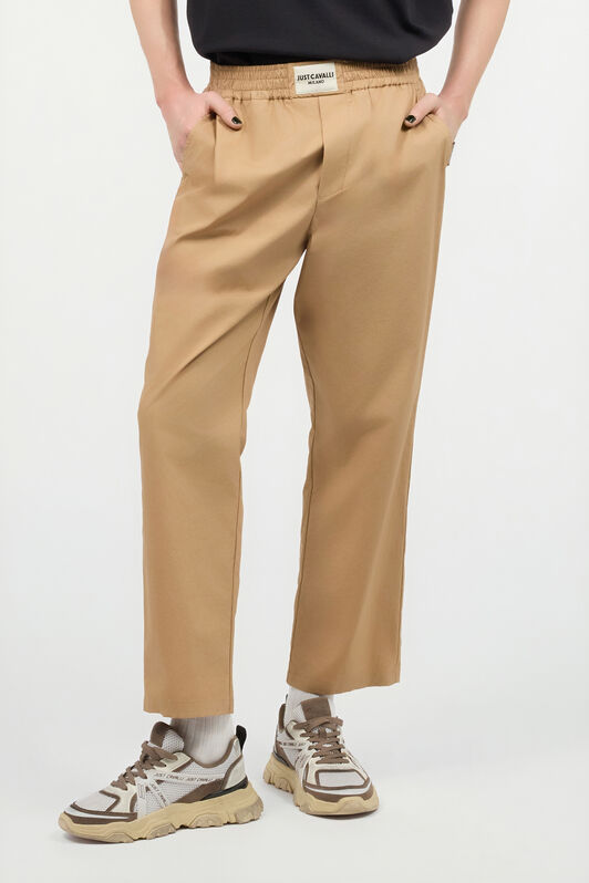 JC Cotton Pants With Front Logo Brown UFT005-UF019