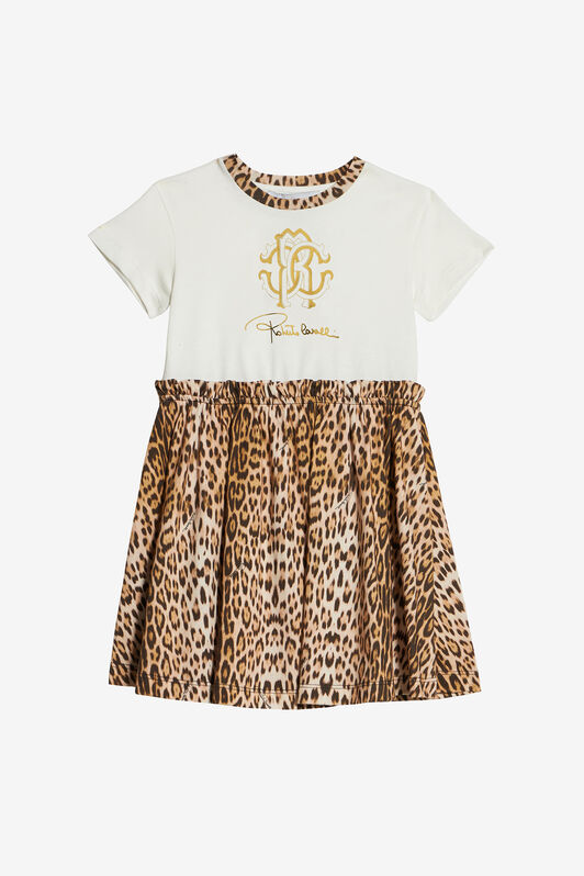 JU Vestido De Algodón Con Falda Jaguar Skin MILKY/NATURAL UJT10K-JD001
