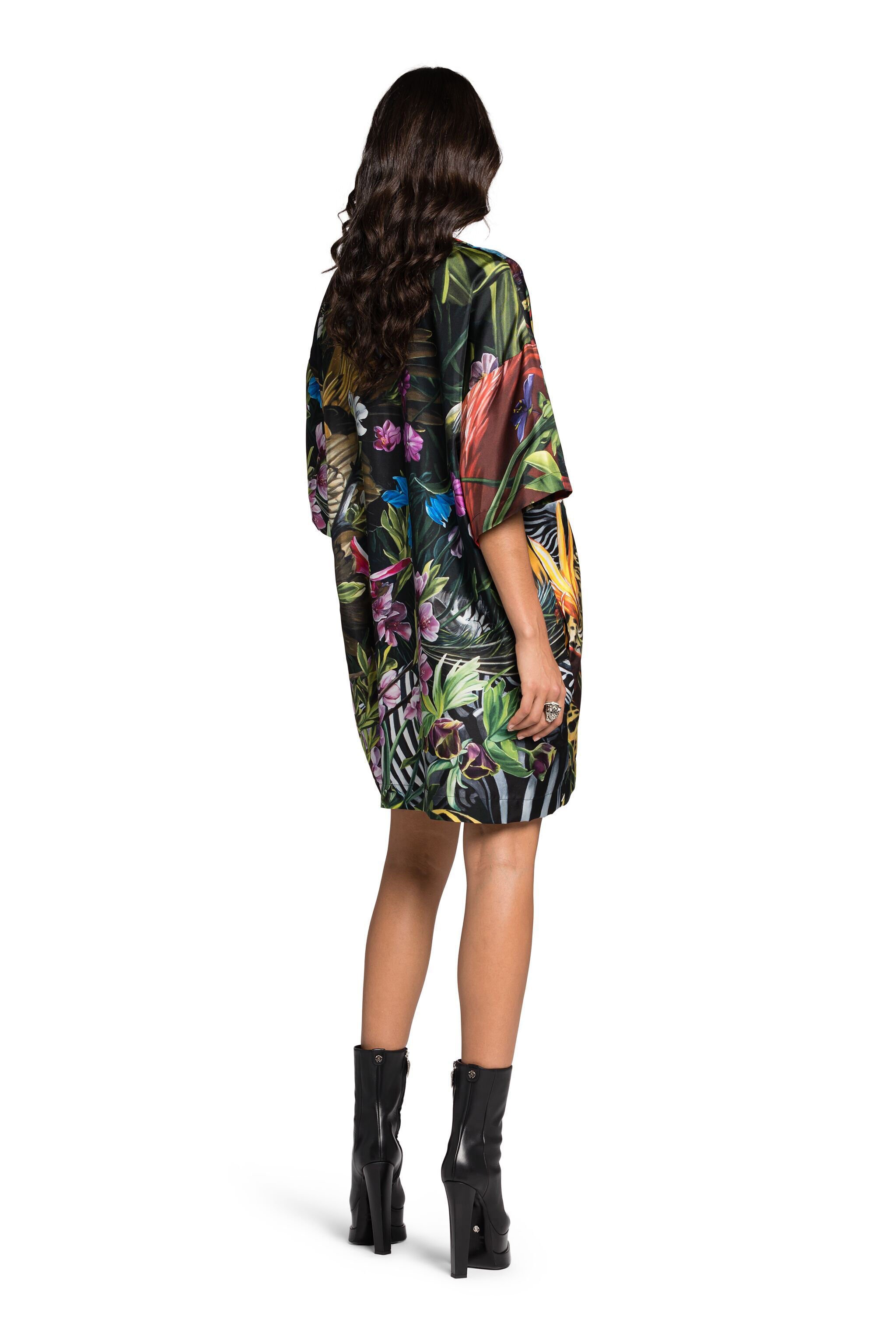 RC Floral And Leopard-Print Silk Dress MULTICOLOR KOT10G-4QS01