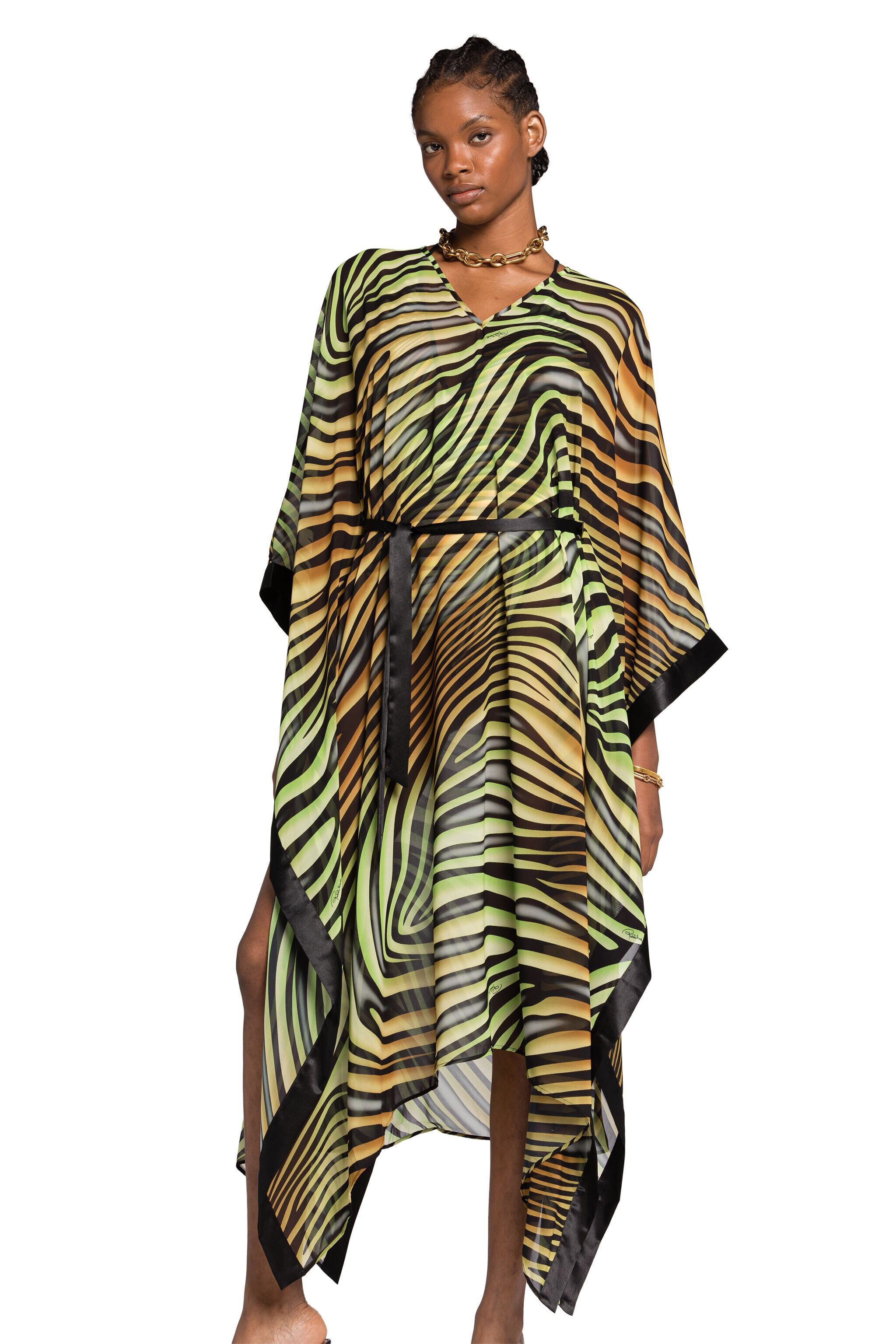 RC Zebra-Print Kaftan Dress Verde claro/Negro KSW00A-7GI20