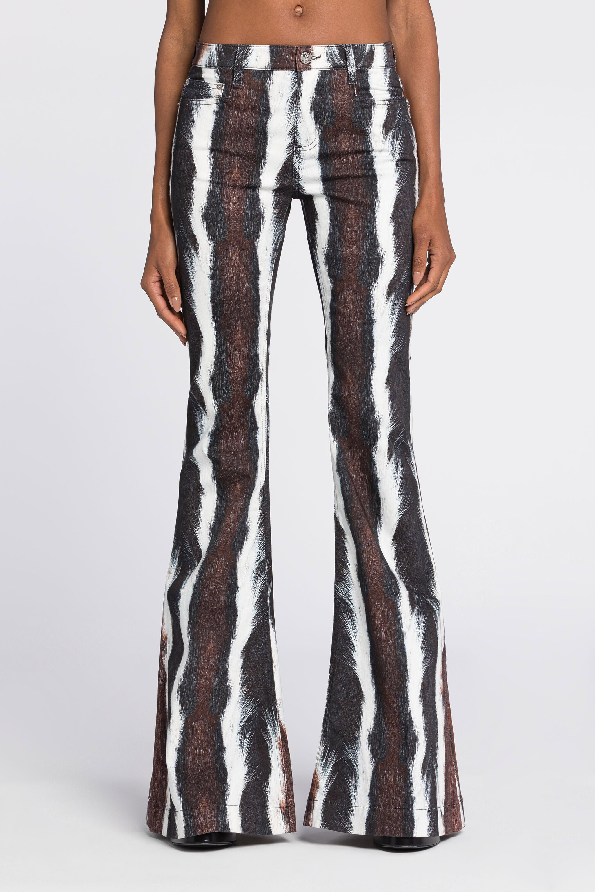 RC Animal-Print Flared Jeans Dark brown/White RKJ205-DAH05