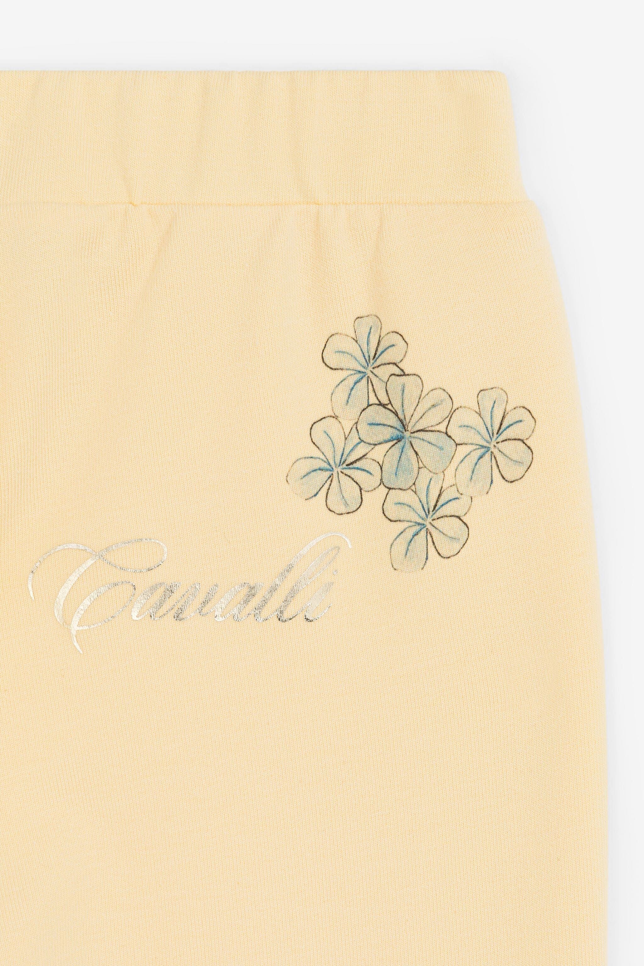 JU Jaguar And Flower-Print Cotton Sweatpants Yellow QJT218-CF050