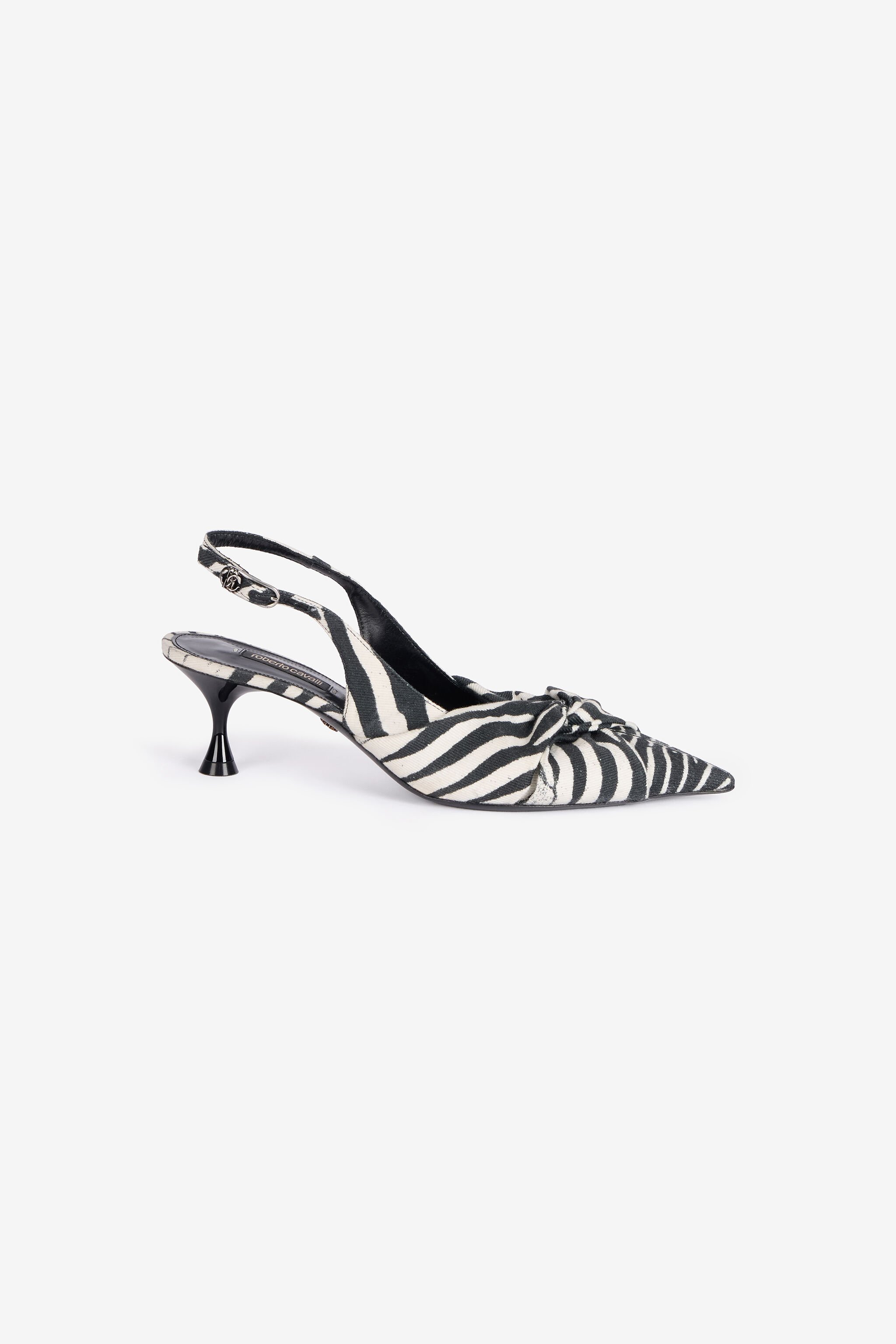 RC Slingbacks Mit Print Zebra Und Geknotetem Detail Schwarz/Weiß UKS012-SMC77