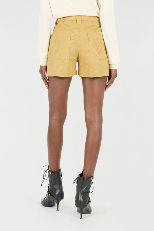 RC Belted Shorts With Python Print Light Brown UKT212-4NN53