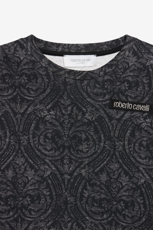 JU Black Sweatshirt with Floral Print BLACK VJT67A-5OP29