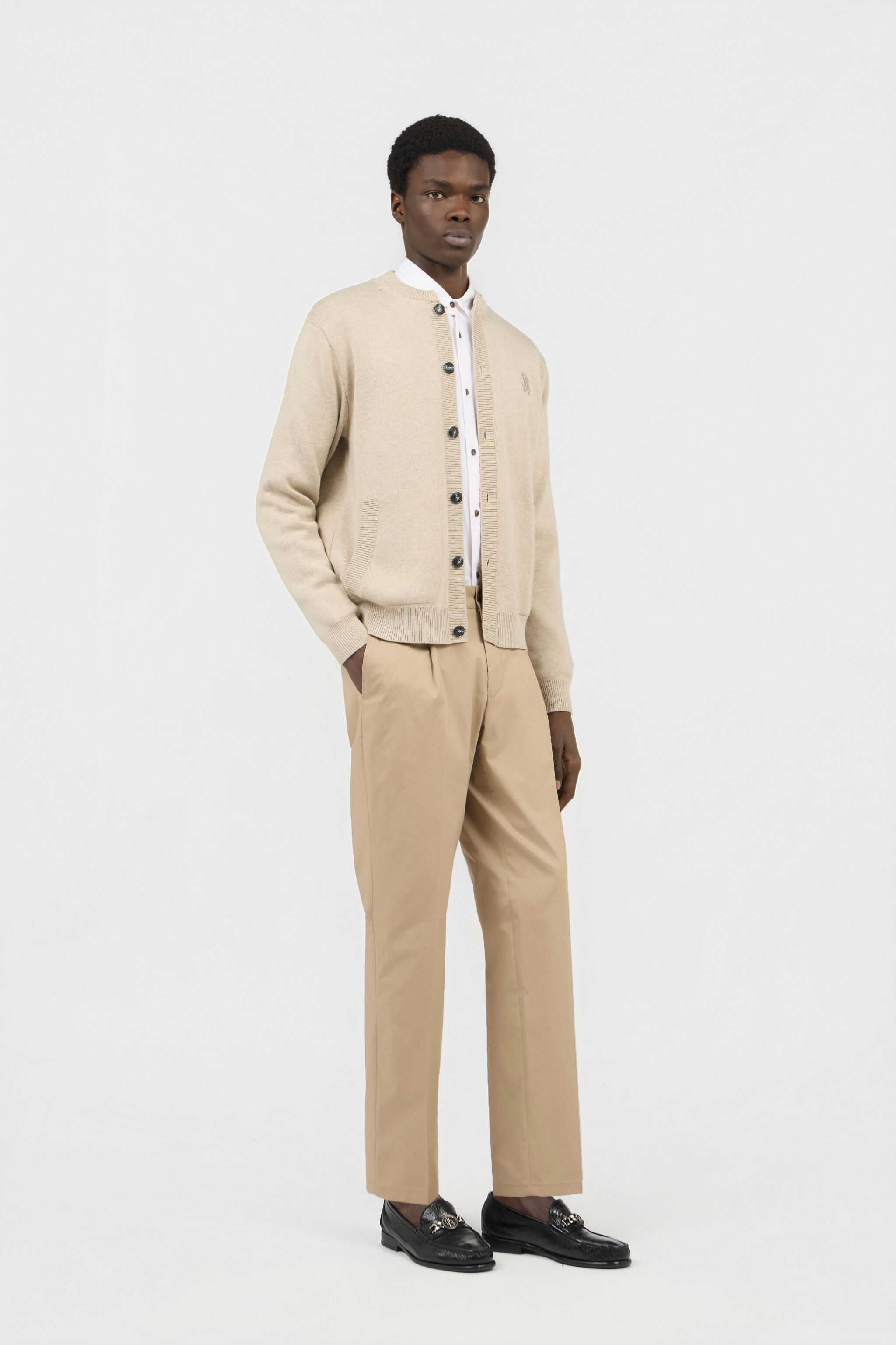 RC Cardigan Beige avec Monogram RC Brodé BEIGE SOM90A-AI006