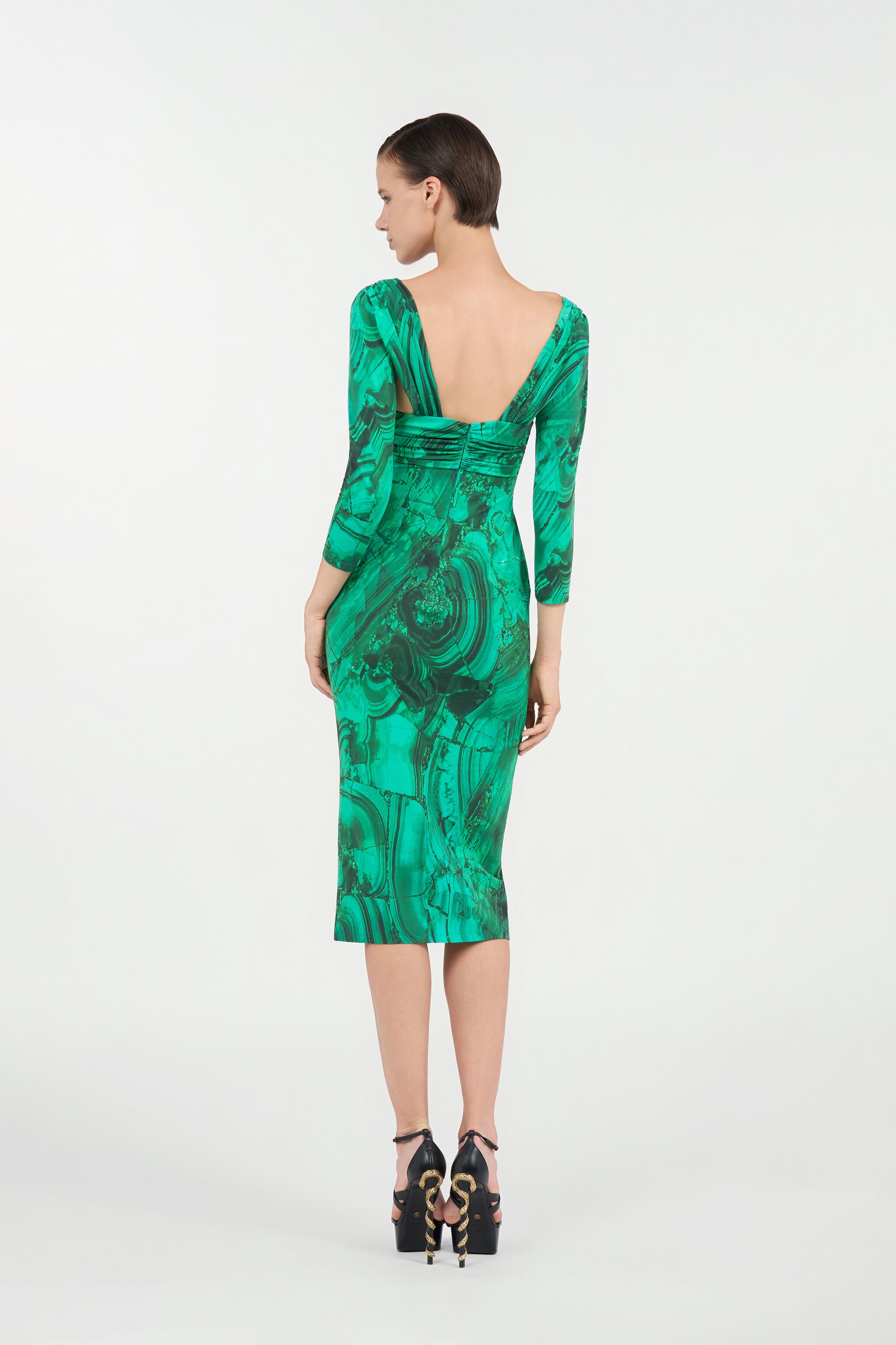 RC Malachite Print Midi Dress VERDE SMERA.175335 TKT139-LNN06