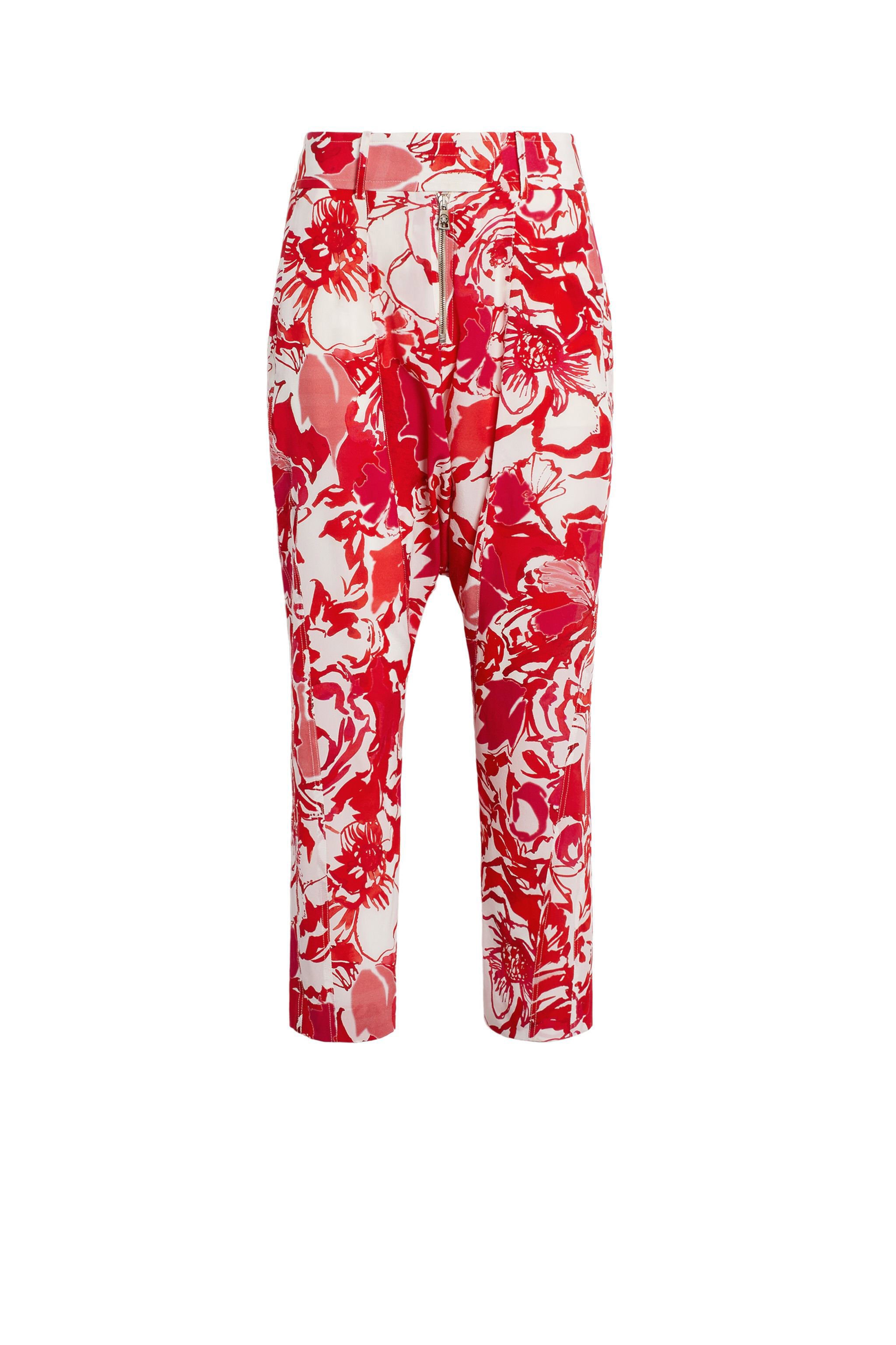 RC Hydrangea print cropped trousers Red IQT205-SQP69