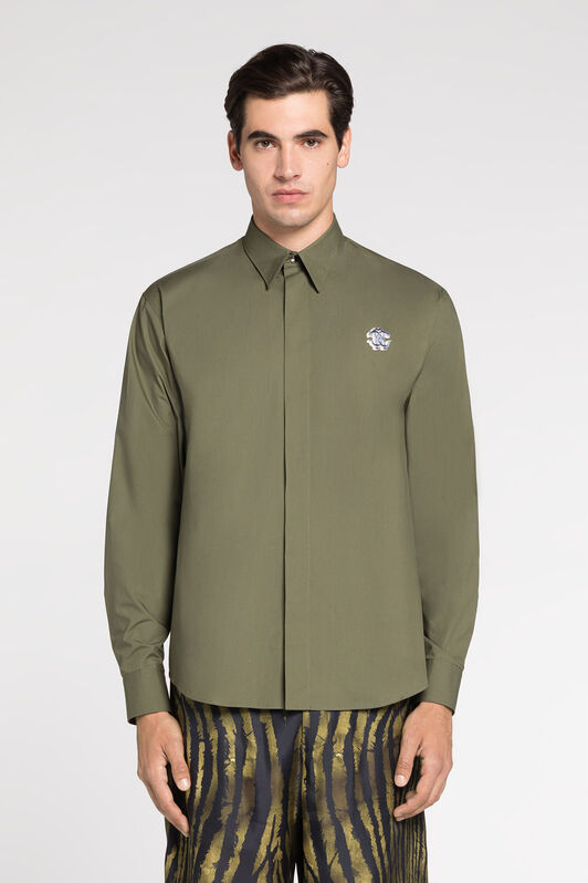 RC Embroidered-logo cotton shirt Green RRT710-CH061