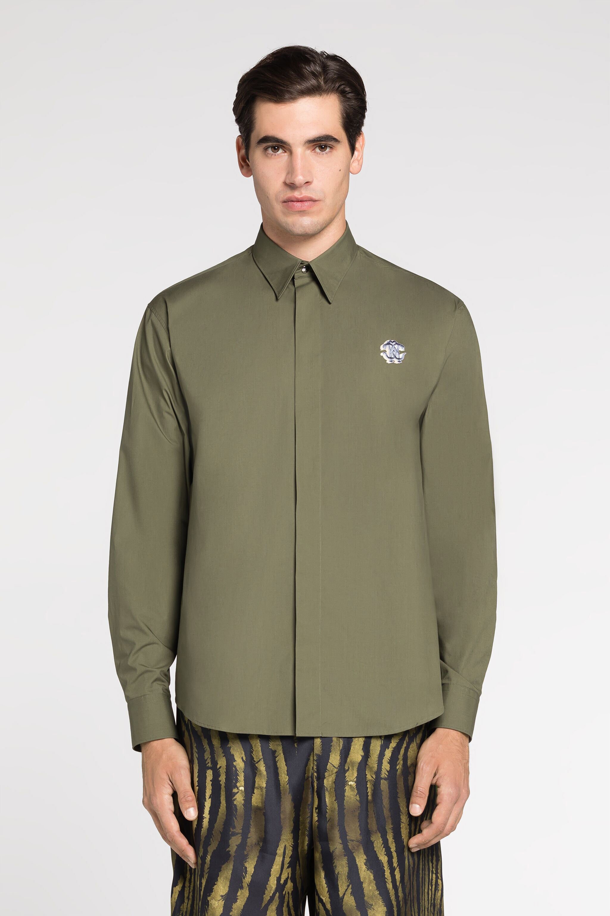 RC Embroidered-logo cotton shirt Green RRT710-CH061