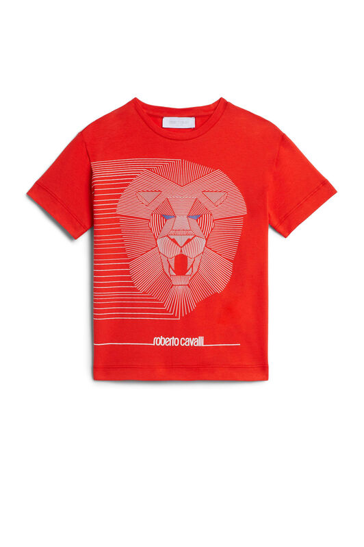 JU Rotes T-Shirt mit Löwen-Print JU Rotes T-Shirt mit Löwen-Print RED/WHITE IJT65C-JV025