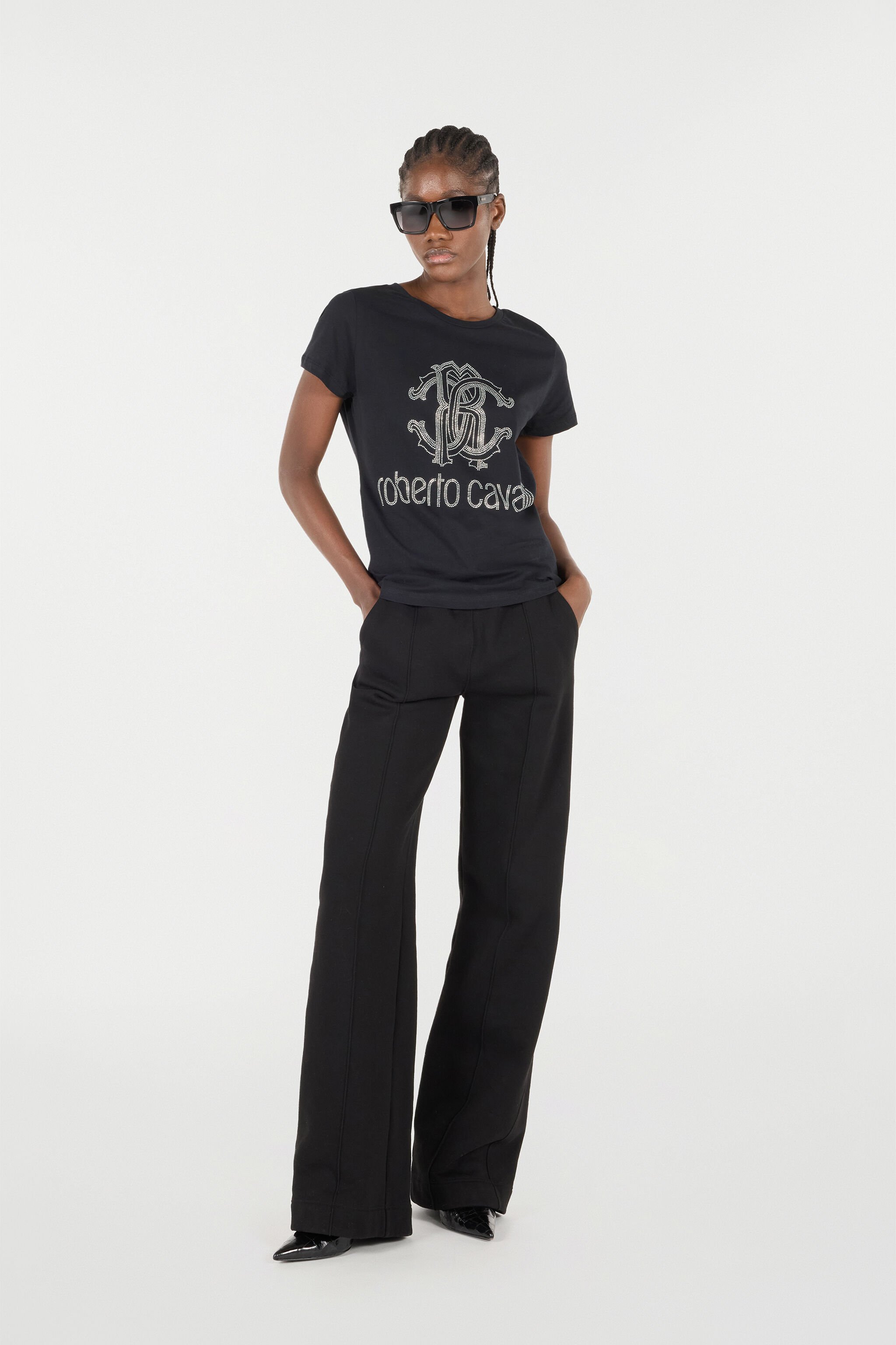 RC T-Shirt Con Monogram RC E Logo Con Borchie Nero OOT60B-JD060