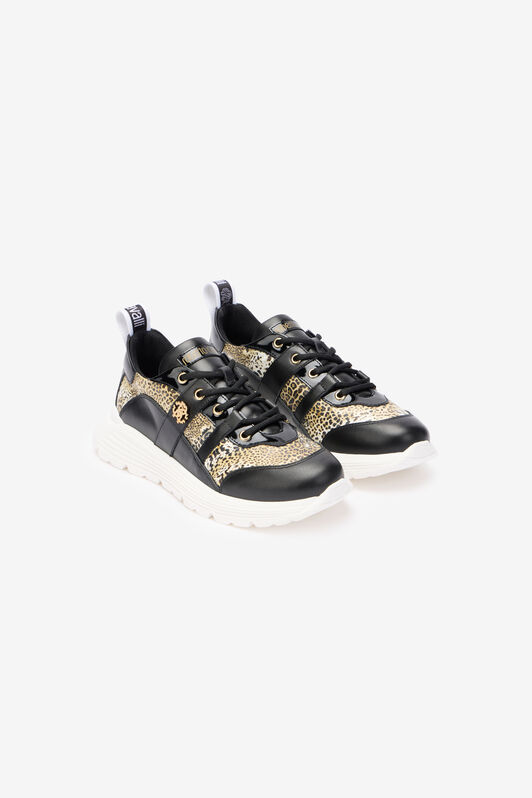 RC Baskets En Cuir À Imprimé Léopard RC Baskets En Cuir À Imprimé Léopard BLACK/JAGUAR QOS01G-PZO13