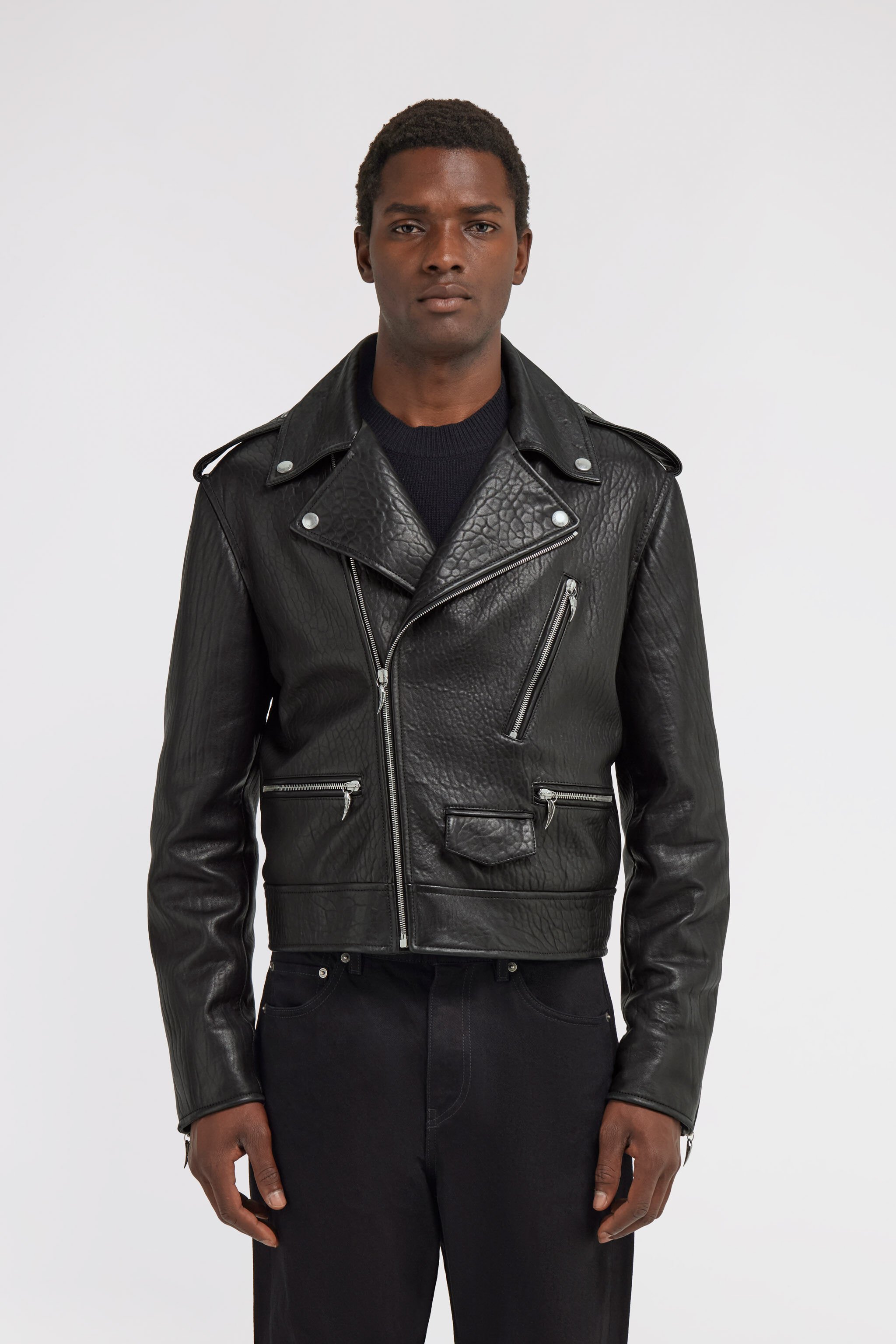 RC Chaqueta Motera de Cuero Negro TRP870-PN451