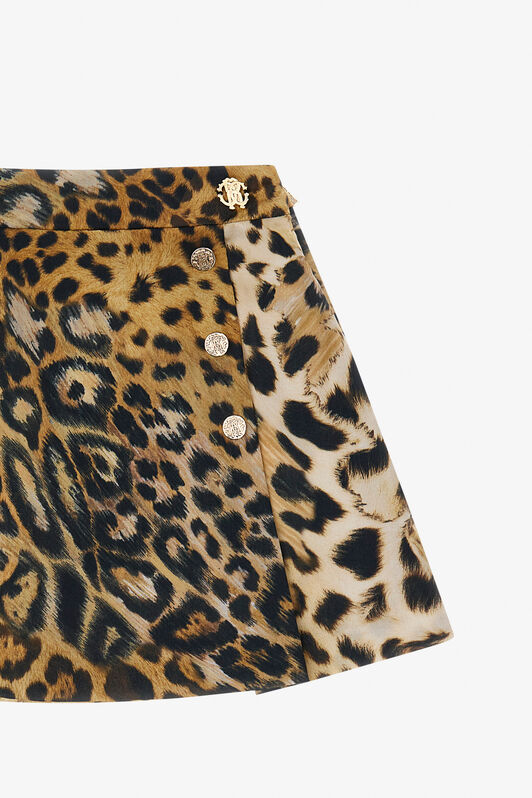 JU Skirt With Jaguar Skin Print And Buttons JAGUARSKIN NATURAL TJT30D-SCM10