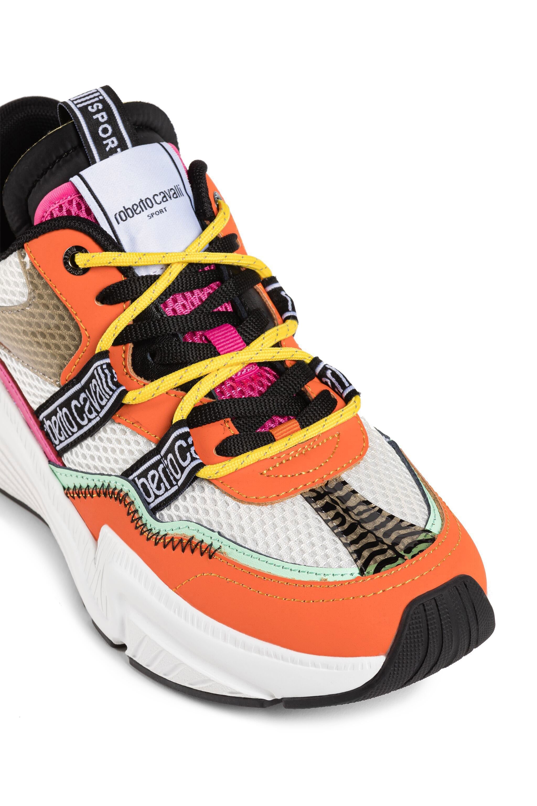 UG Logo-Stripe Panelled Sneakers WHITE/ORANGE LYY12Y-FT174