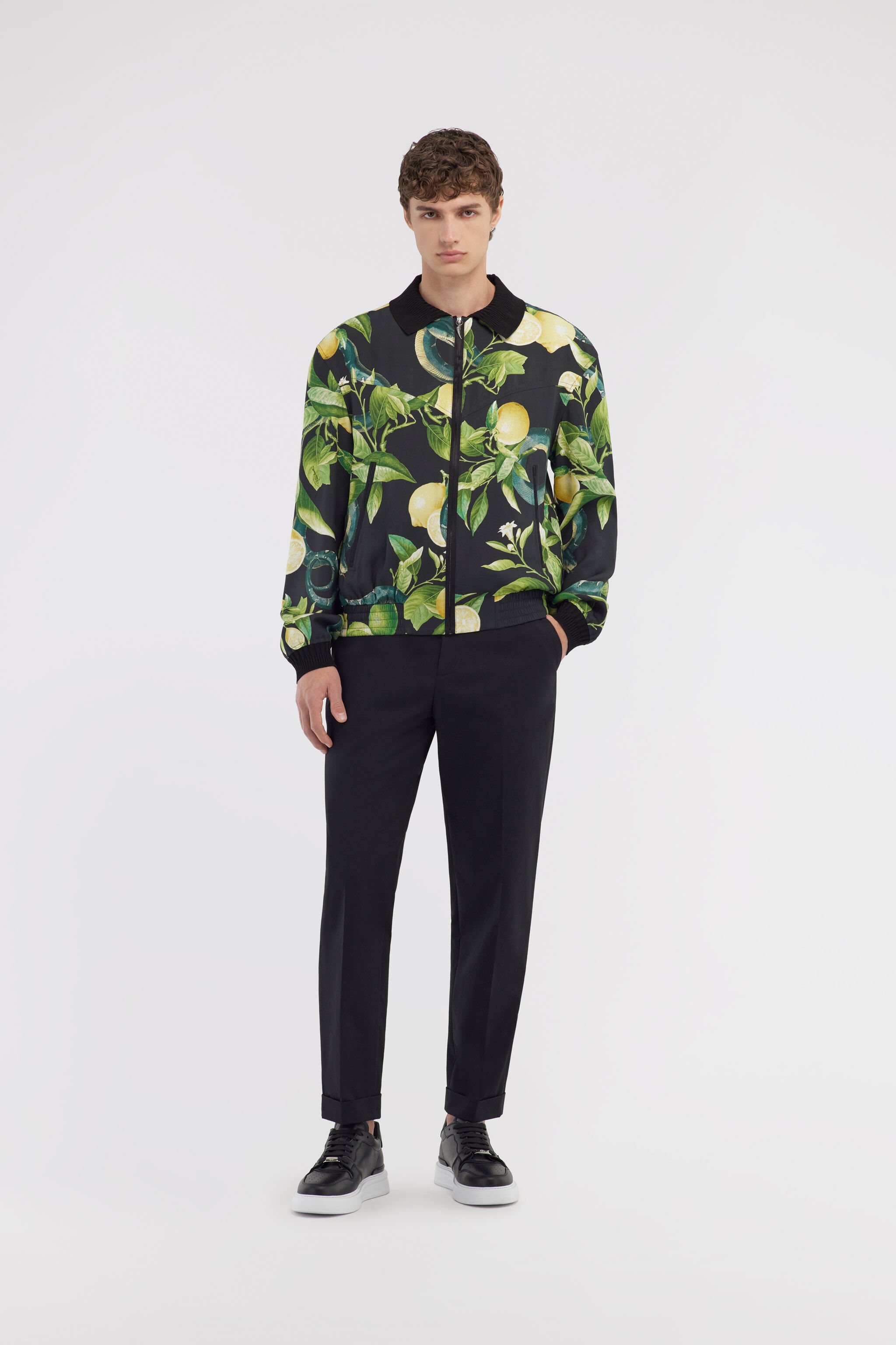 RC Bomber with Lemon print Black SRT465-6DI89