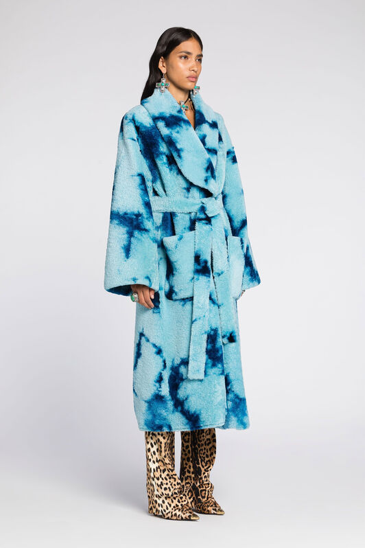RC Tie-Dye Belted Coat TURCHESE RKF501-ZC001