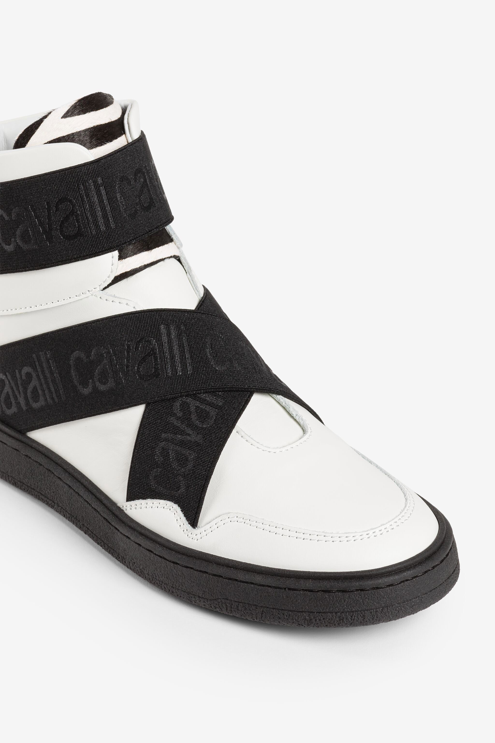 JU Sneakers alte con strappi elasticizzati Bianco/Nero PJS031-PN003