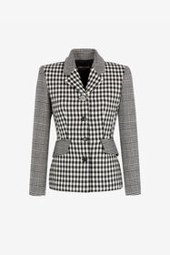 ${brand} Blazer monopetto con pied-de-poule e quadri ${colorDescription} ${masterID}