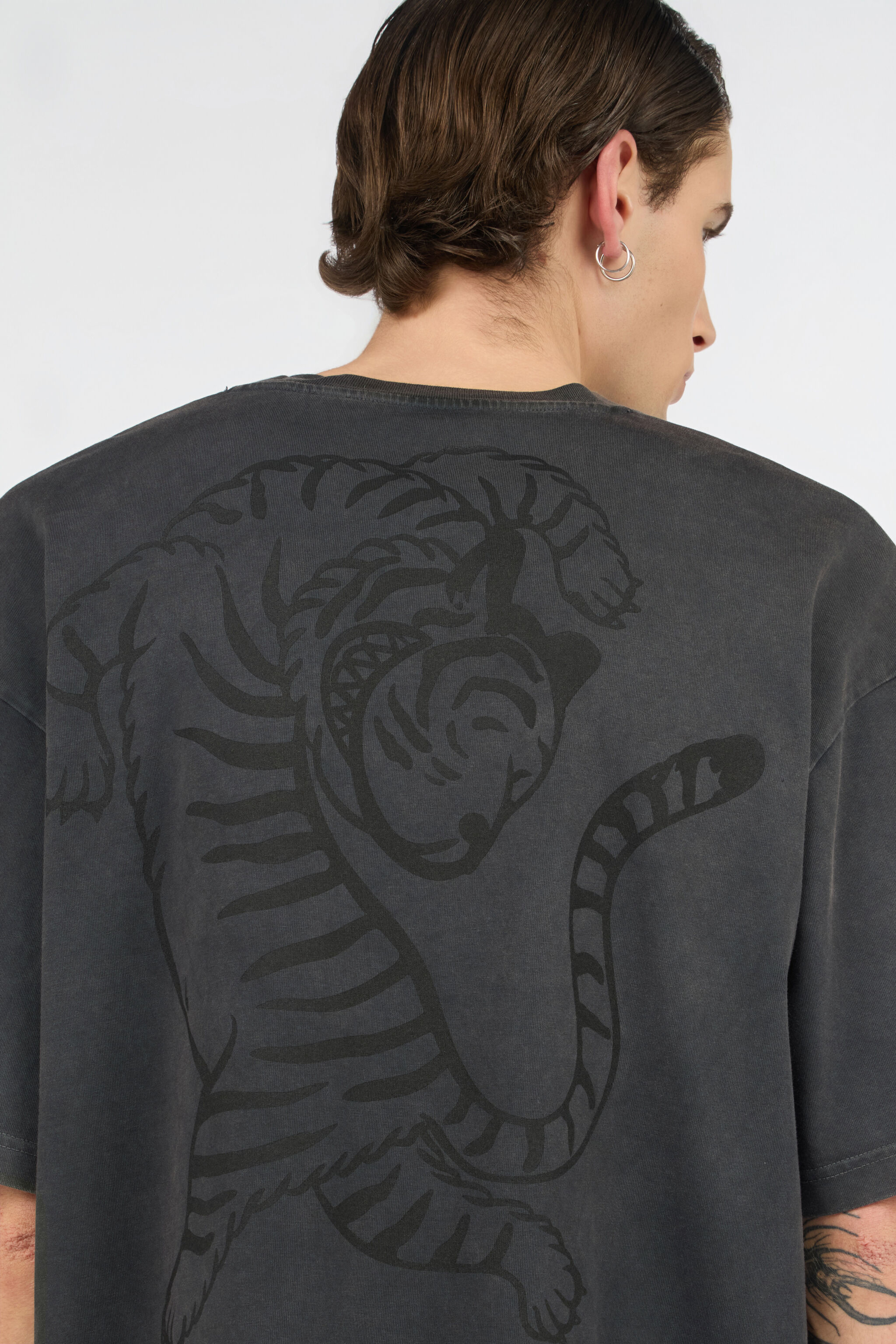 JC Grey T-Shirt With Printed Tiger BLACK WFT055-WF085