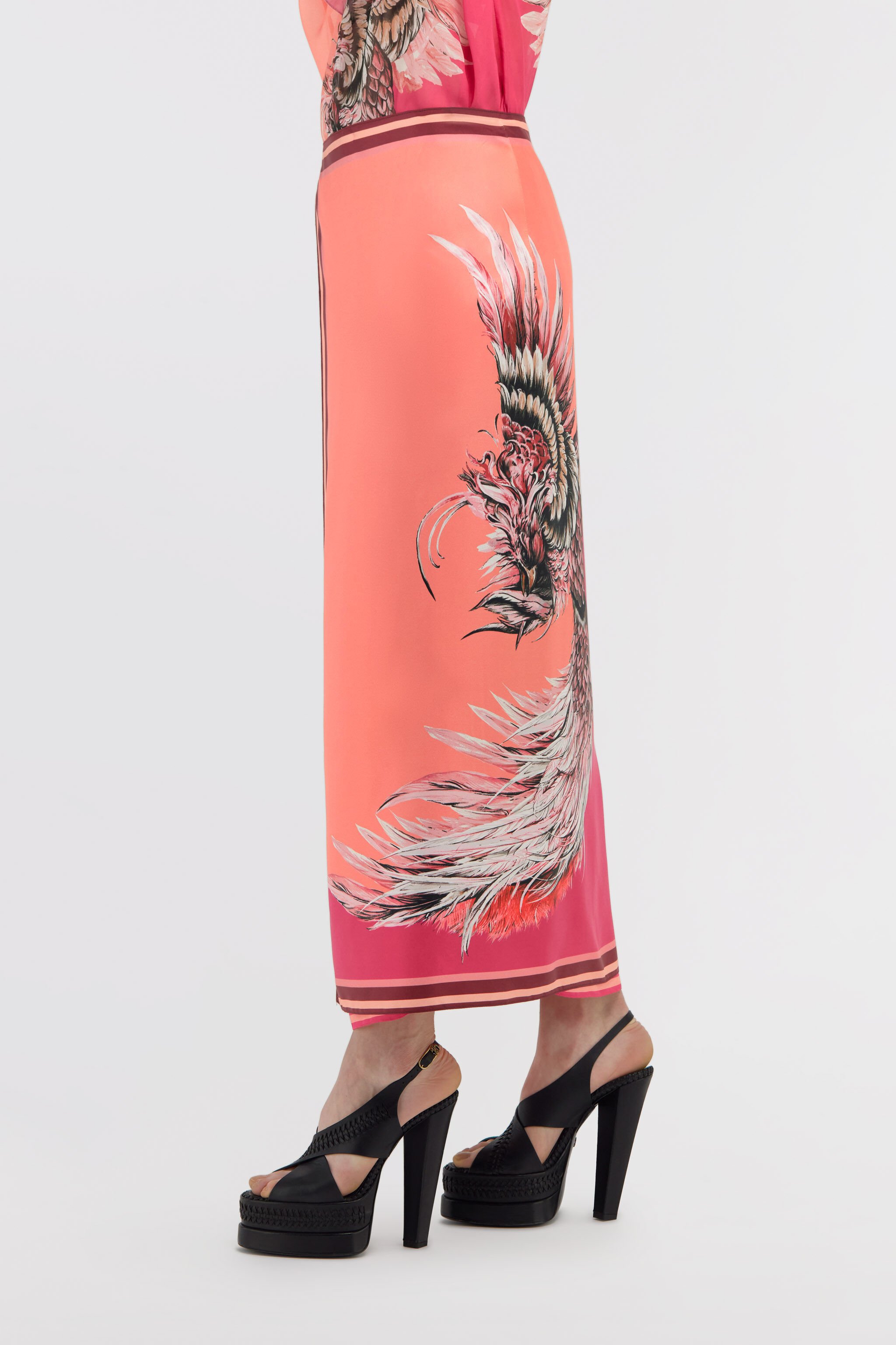 RC Plumage print skirt Fuchsia SWT305-4QM17