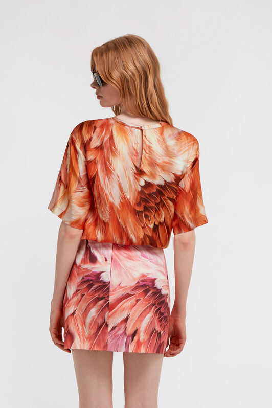 RC Plumage print t-shirt Orange SWT644-4QL71