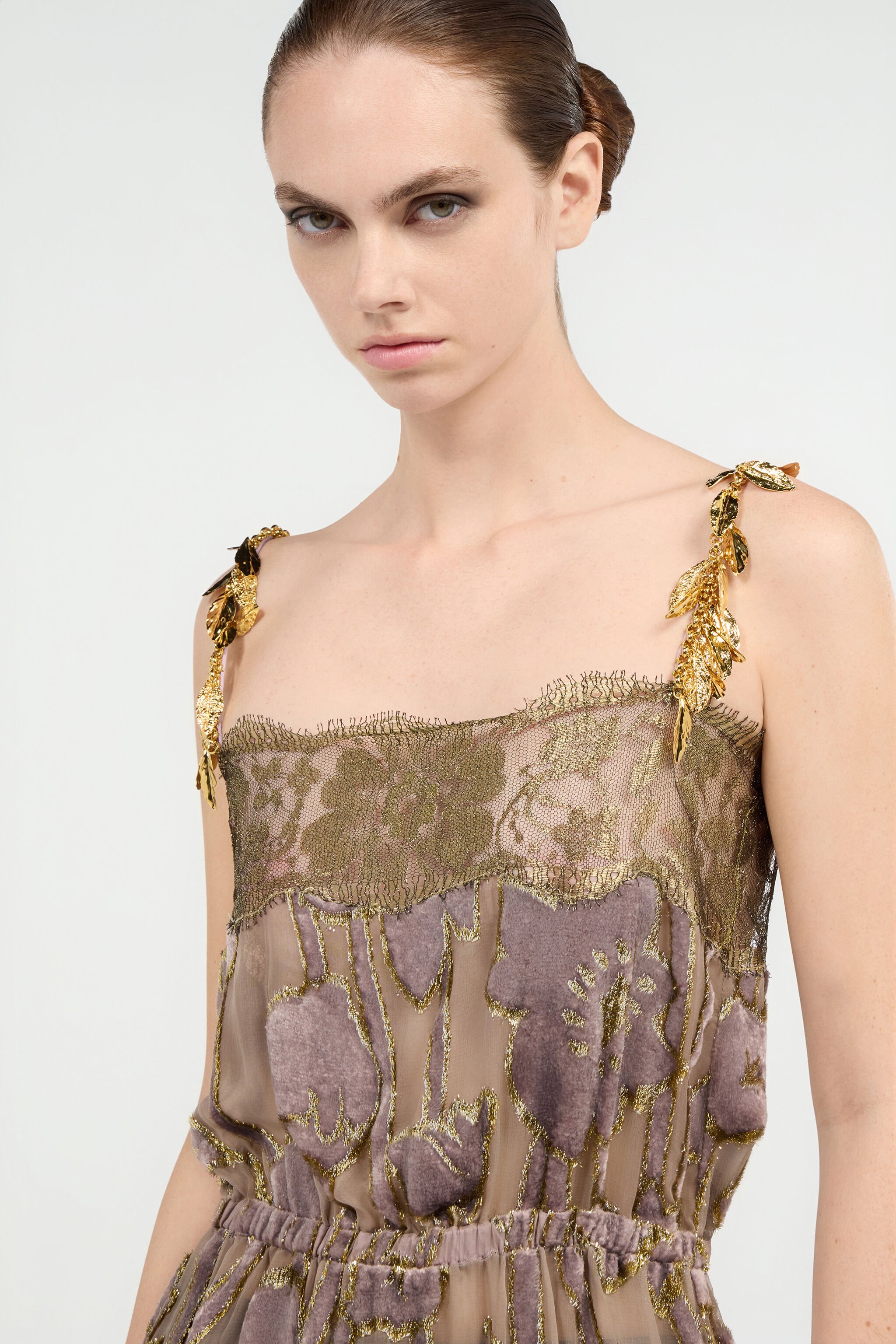 RC Nude Mini Dress With Floral Pattern NUDE VWT144-FC007