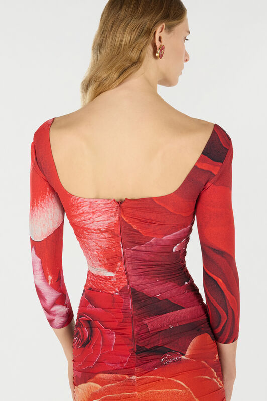 RC Rose-Print Mini Dress Red UKT103-LNN48