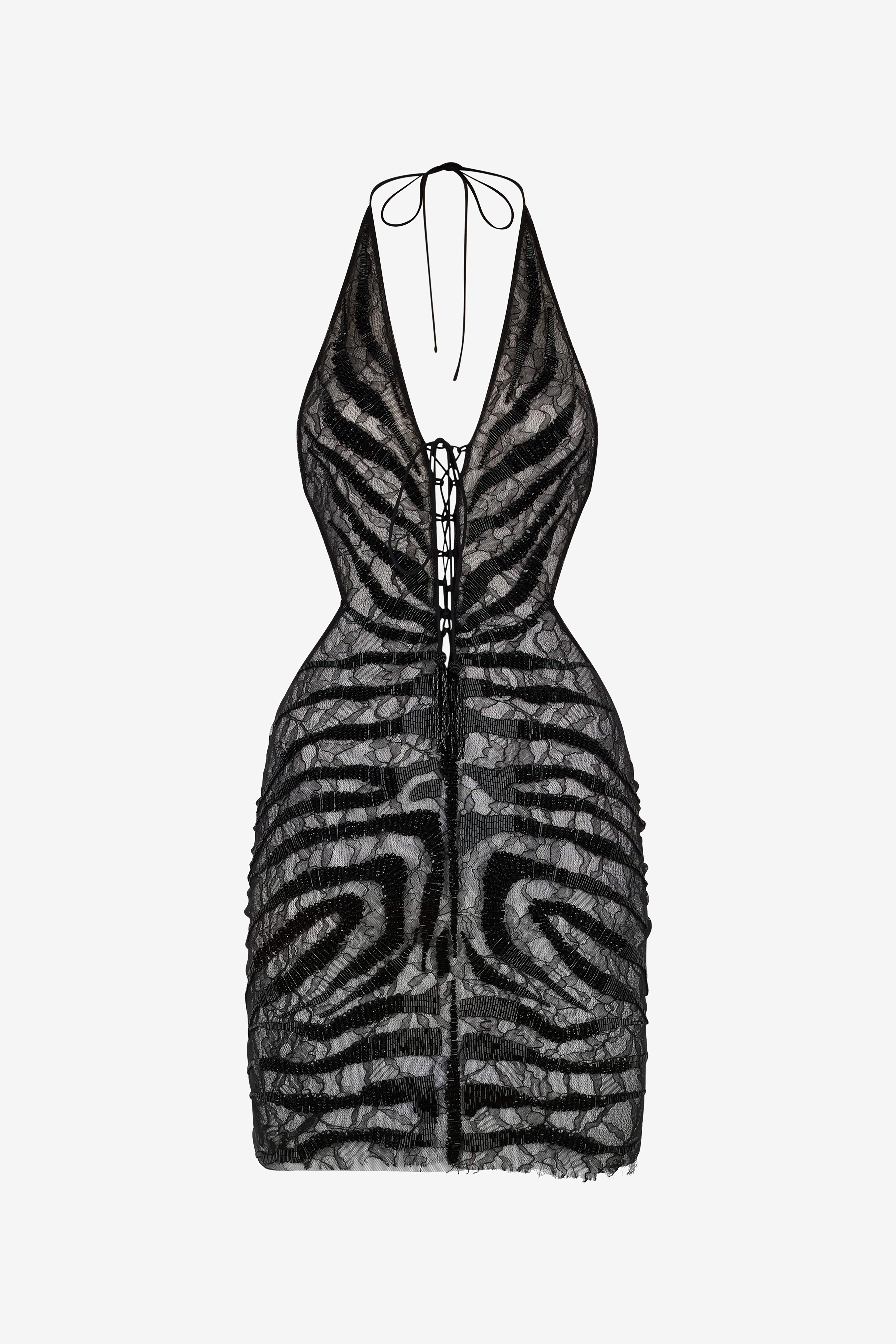 RC Ray Of Gold Sequined Mini Dress Black UKR139-RT022