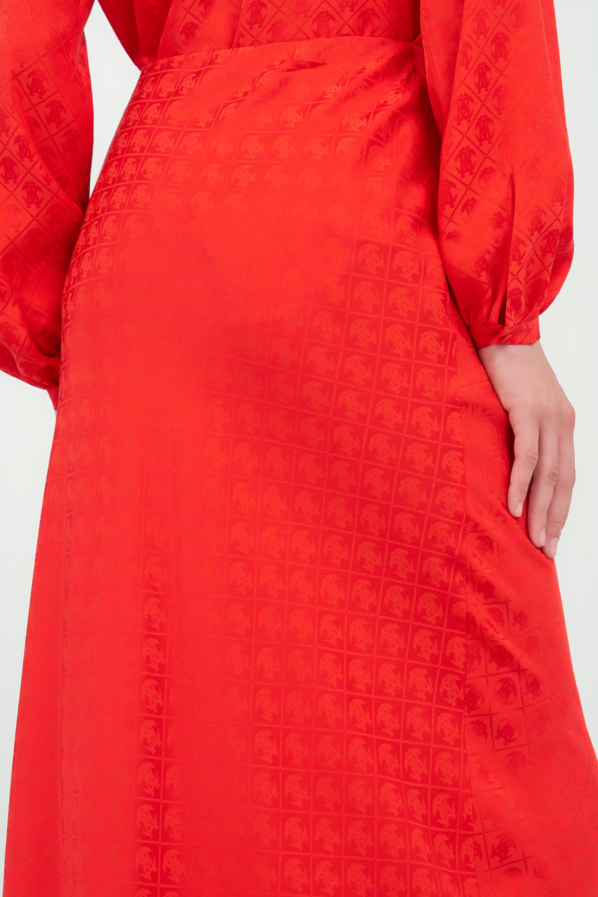RC Long Skirt with Jacquard Monogram Print RC Long Skirt with Jacquard Monogram Print CORAL RED WQT306-RK010