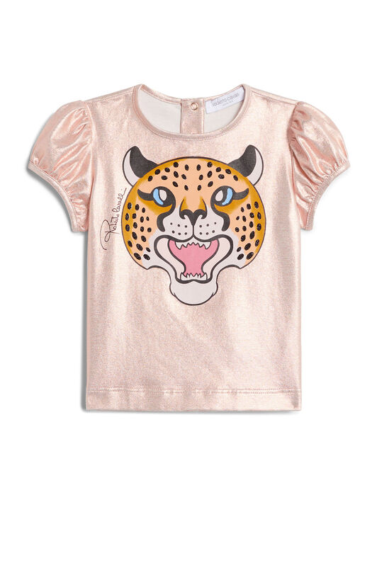 JU Glänzendes T-Shirt mit Leoparden-Print JU Glänzendes T-Shirt mit Leoparden-Print BABY PINK/COPPER JJT649-JU023