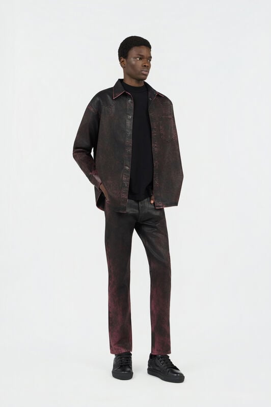 RC Black And Red Washed Denim Shirt DARK RED SOJ71A-DL020