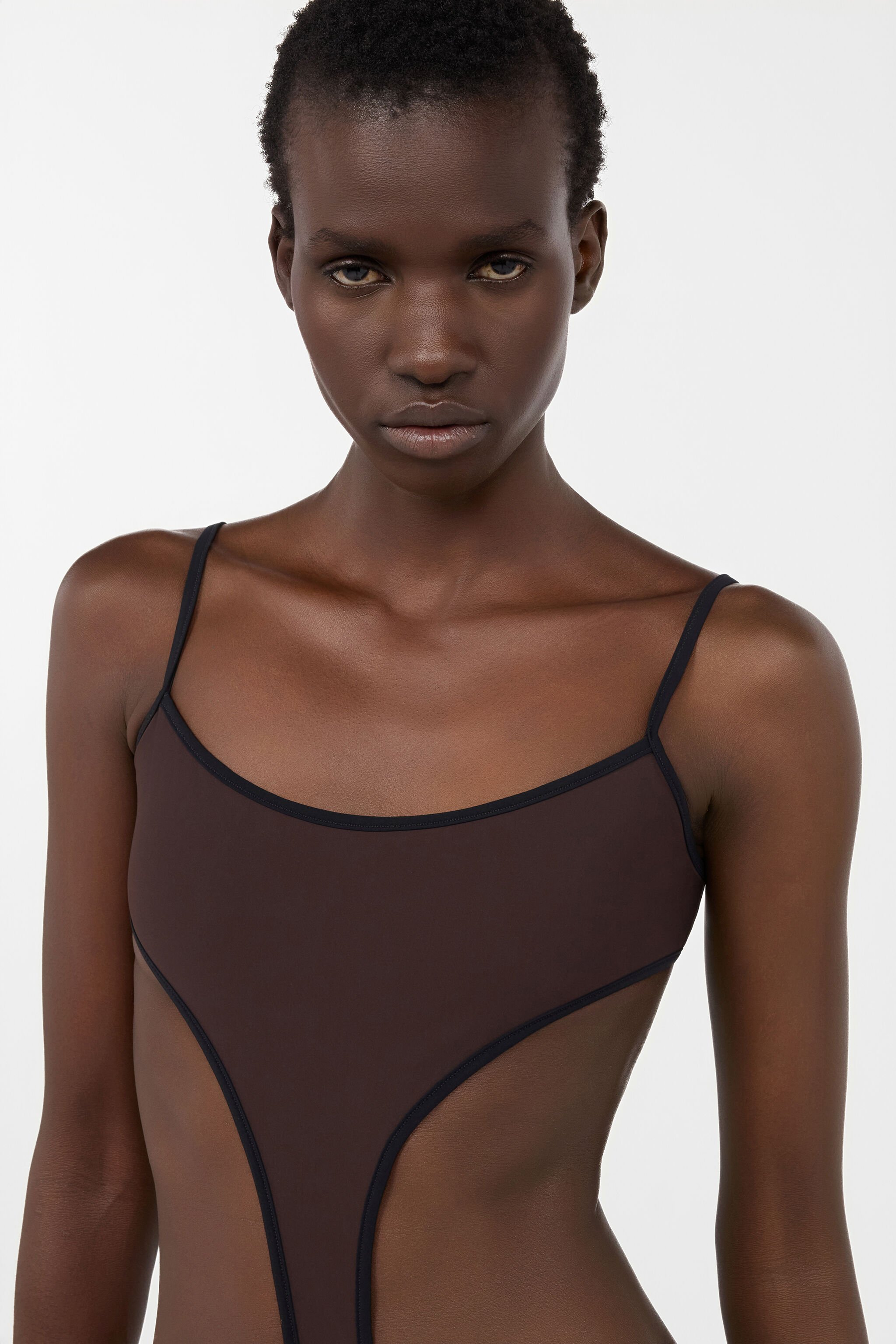 RC Brown One-piece Swimsuit with Cut-out CHOCOLATE WWW007-LL030