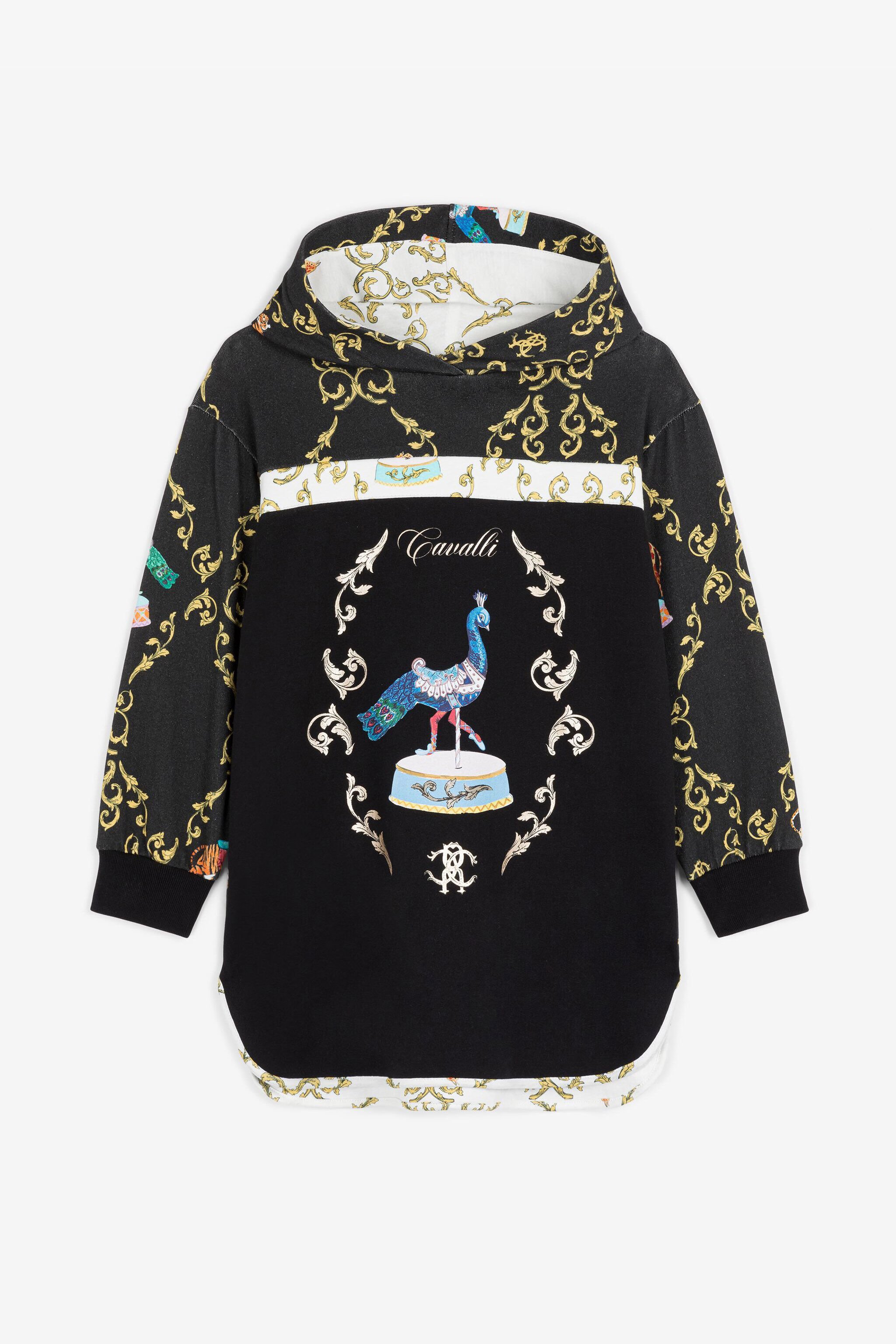 JU Chaqueta de algodón con capucha y estampado Filigree Negro RJT928-5OG86
