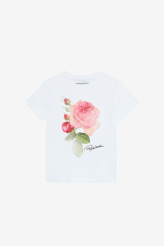 JU T-Shirt With Rose And Logo Print JU T-Shirt With Rose And Logo Print White UJT62A-JD001