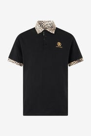 ${brand} Polo Nera con Dettagli Stampa Jaguar ${colorDescription} ${masterID}