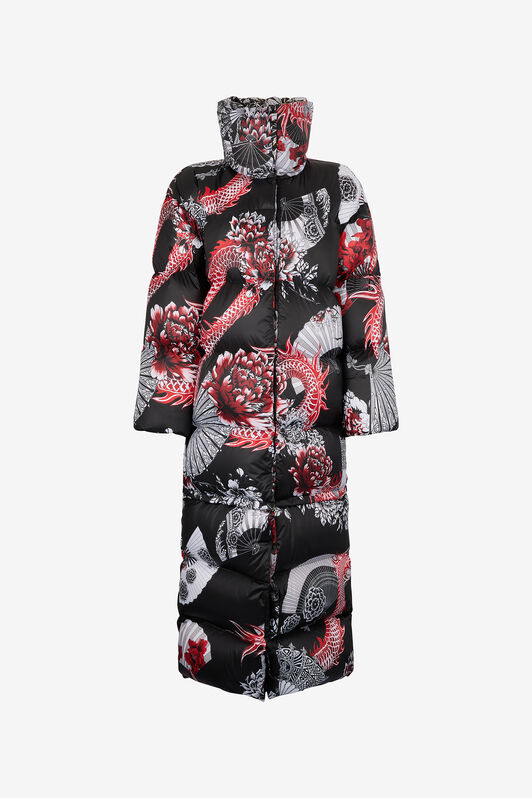 RC Puffer Jacket with All-Over Print and Removable Hem RC Puffer Jacket with All-Over Print and Removable Hem Black/Red VQT801-3FP75