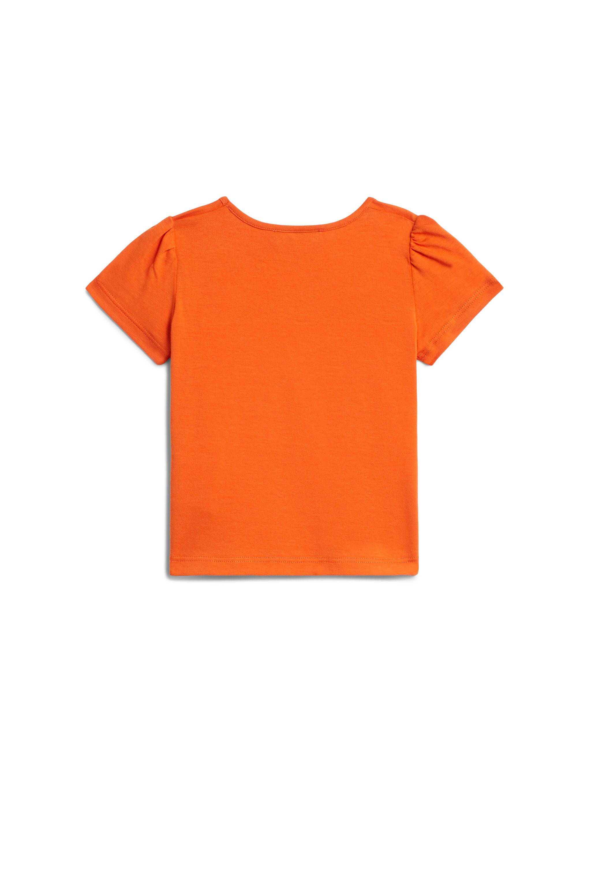 JU Pink logo embroidered T-shirt ORANGE/BLUE IJT636-JV025