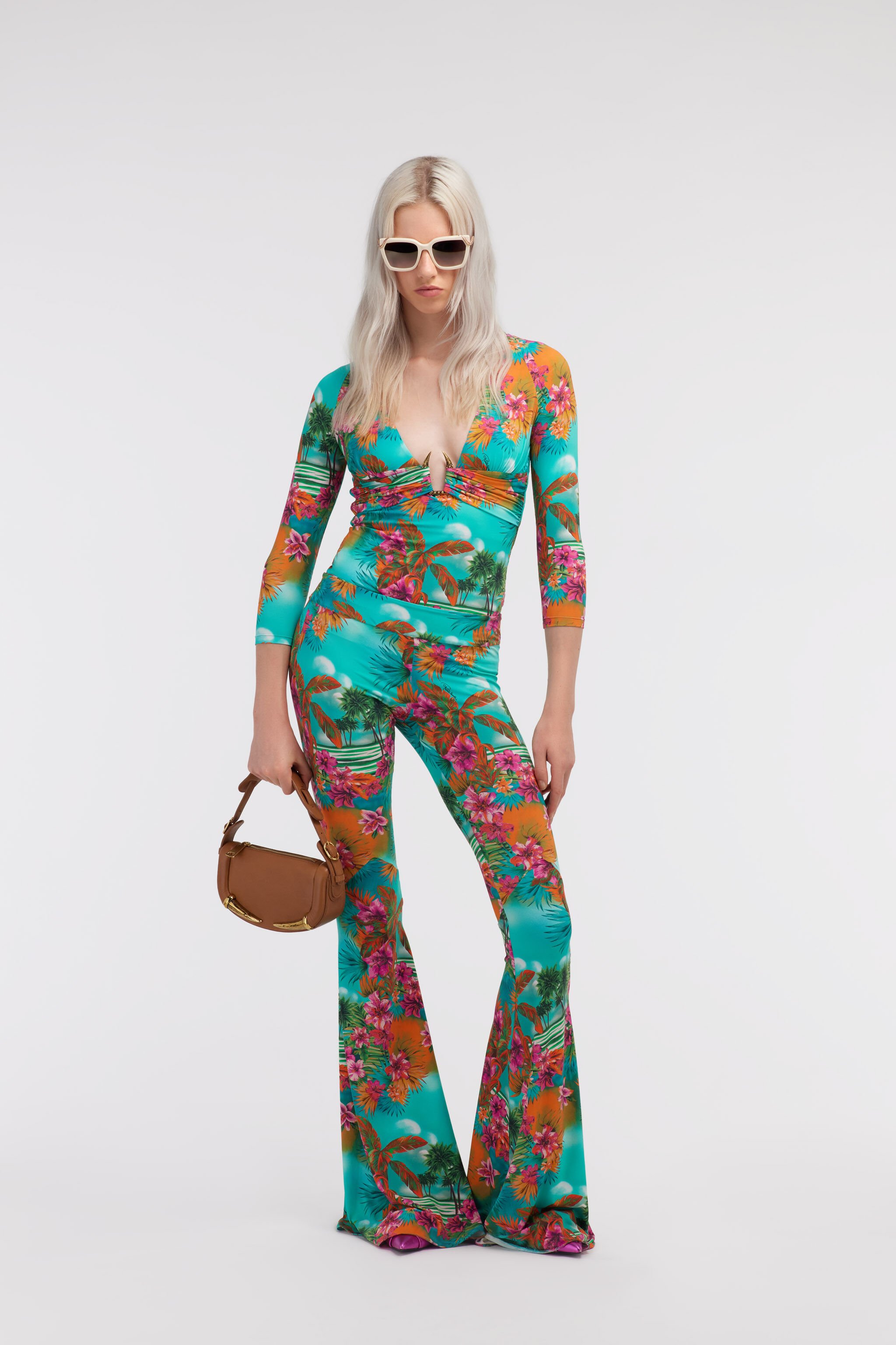 RC Hawaii print top Light blue SKT607-LNI84