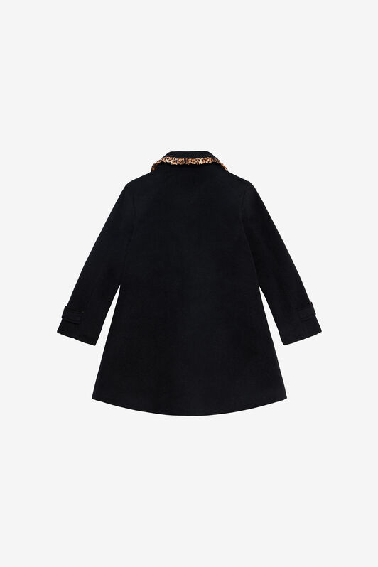 JU Black Coat with Animalier Inserts BLACK VJT40B-FEJ04