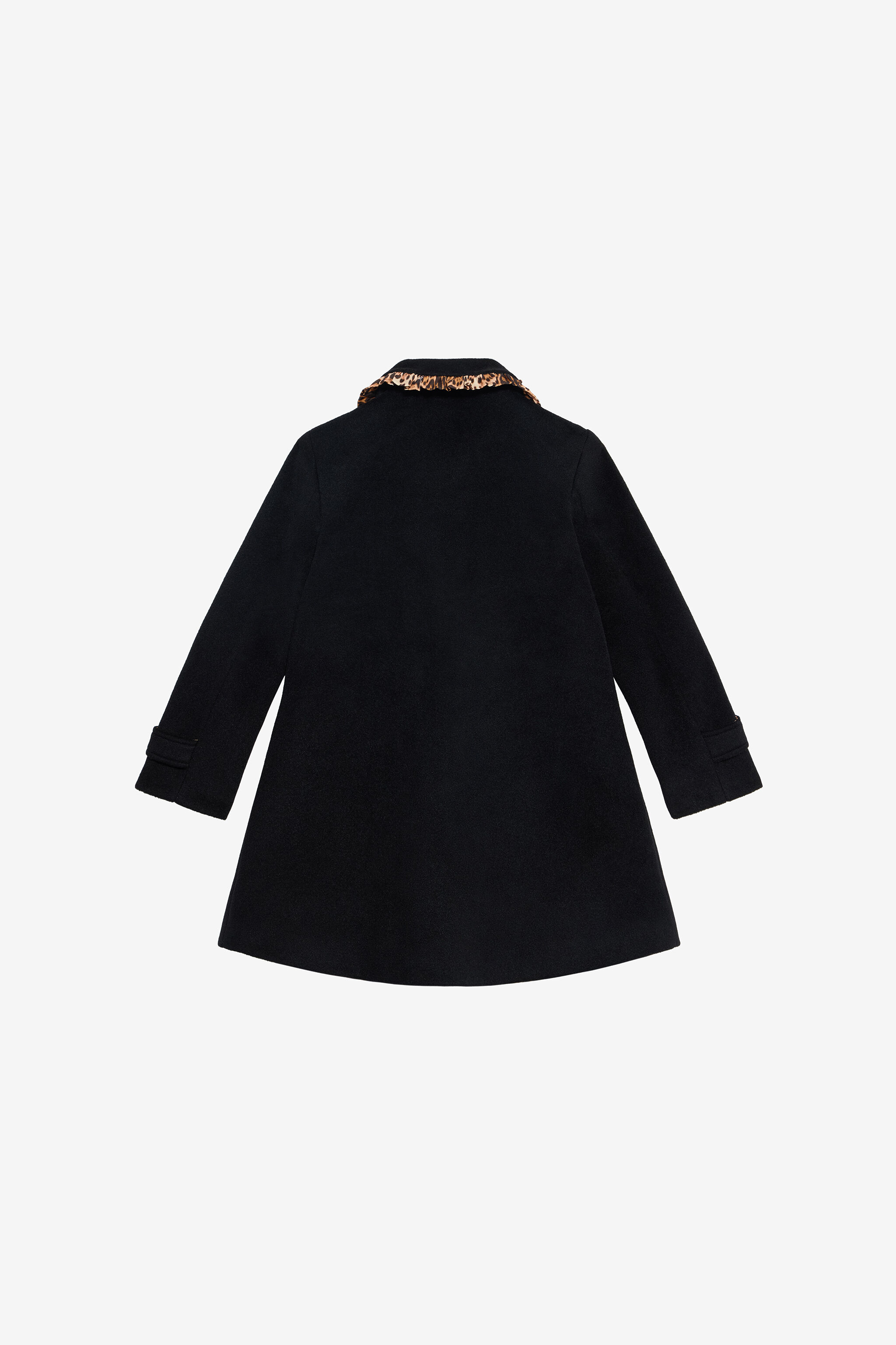 JU Black Coat with Animalier Inserts BLACK VJT40B-FEJ04
