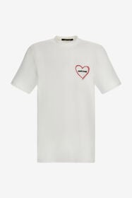 ${brand} Weißes T-Shirt Mit Herz-Logo-Stickerei ${colorDescription} ${masterID}