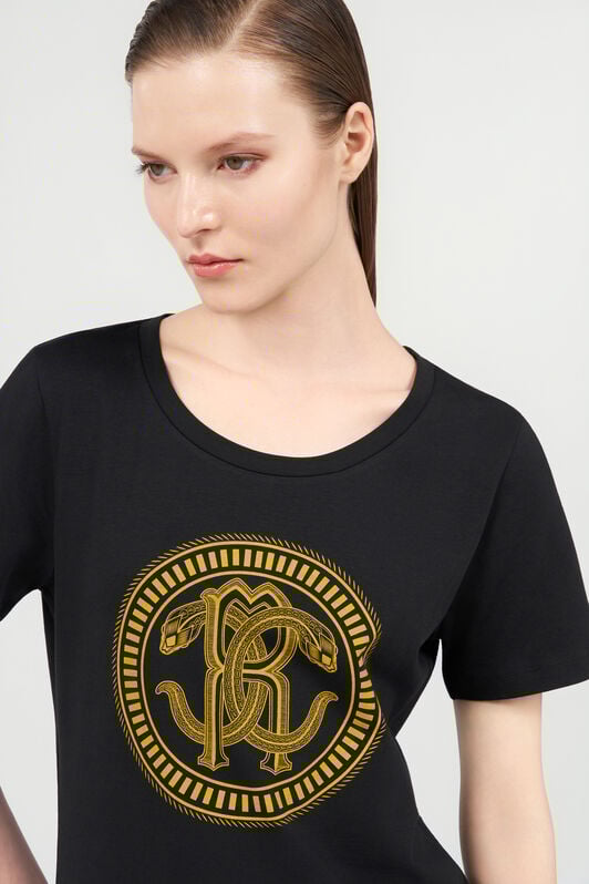 RC T-shirt in Cotone Nera con Logo BLACK QOT60C-JV060